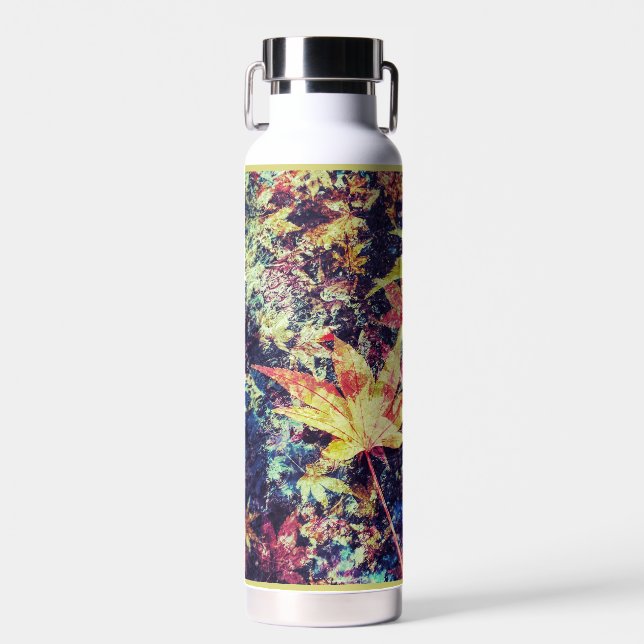 Moderne abstrakte bunte Herbstblätter Trinkflasche (Vorne)