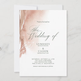 Moderne Abstrakte Burnt Orange Forest Green Weddin Einladung