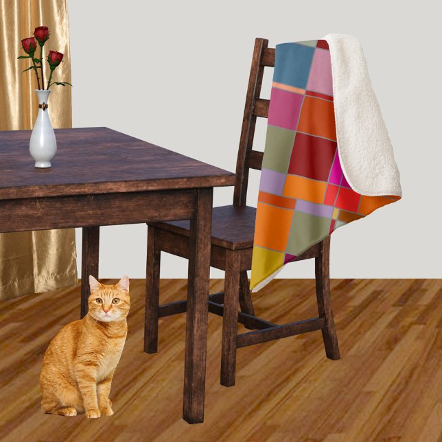 Moderne Abstrakte Checked Sherpadecke (Von Creator hochgeladen)