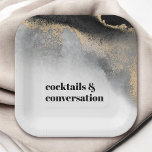 Moderne Abstrakte Cocktails und Party für Konversa Pappteller<br><div class="desc">Mit dieser modernen abstrakten Papiertafel, die eine raffinierte Anziehungskraft hat, können Sie einen Cocktail und ein Gespräch Party genießen. Ein abstrakter, schlichter Hintergrund in Schwarz, Holzkohle und Gold verleiht der Serviette eine Touch von Farbe und Stil. Dieser Artikel ist Teil einer Sammlung aufeinander abgestimmter Party-Vorräte, um das Hosting zu einem...</div>