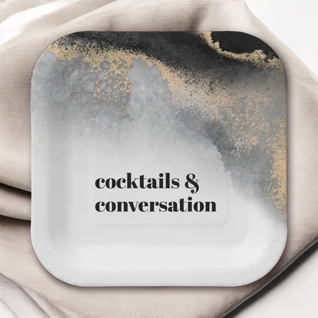 Moderne Abstrakte Cocktails und Party für Konversa Pappteller (Von Creator hochgeladen)