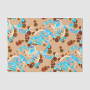 Moderne Abstrakte Confetti Print, Aqua and Brown Seidenpapier