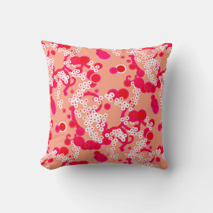 Moderne Abstrakte Confetti Print, Coral und Fuchsi Kissen