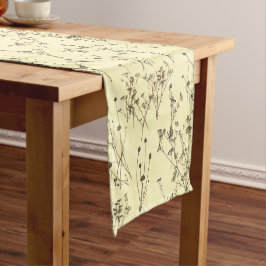 Moderne Abstrakte Creme Beige Wildblumen Kurzer Tischläufer
