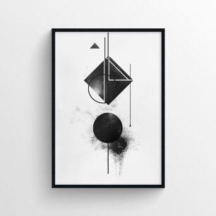 Moderne Abstrakte digitale Kunst in Schwarz und We Poster