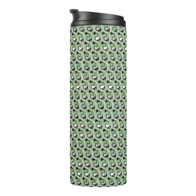 Moderne abstrakte digitale Musterdesign 1239 Thermosbecher (Nach rechts gedreht)