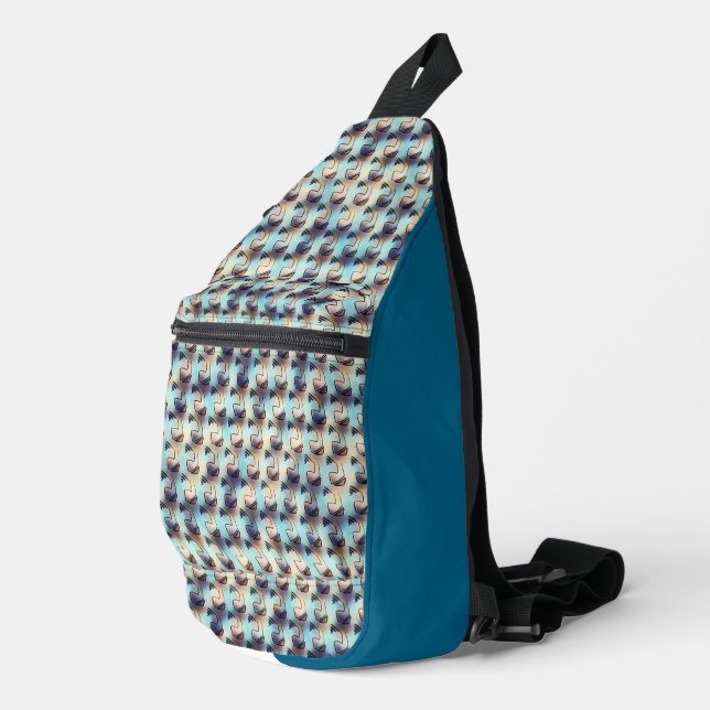 Moderne abstrakte digitale Musterdesign 1242 Crossbody Bag (Rechte Ecke)