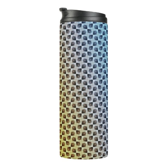 Moderne abstrakte digitale Musterdesign 1243 Thermosbecher (Nach rechts gedreht)