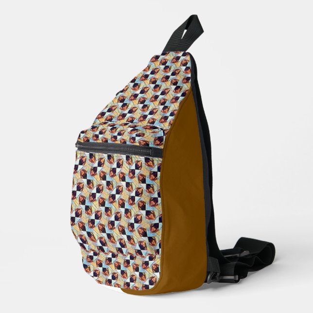 Moderne abstrakte digitale Musterdesign 1245 Crossbody Bag (Rechte Ecke)