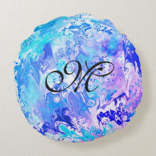 Moderne abstrakte doppelseitige 2 Designs monogram Rundes Kissen