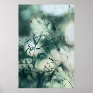 Moderne Abstrakte Dreamy Soft Aquamarine Wildblume Poster