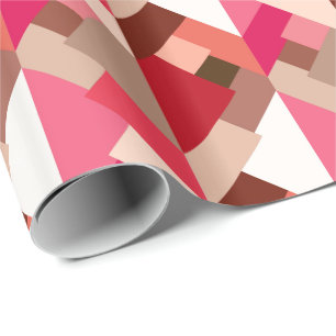 Moderne Abstrakte Dreiecke, Korallenrot und Rosa Geschenkpapier