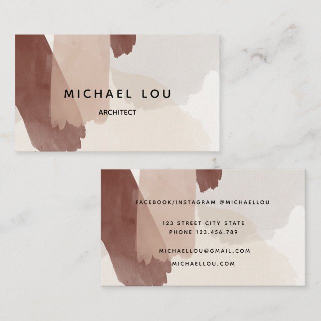 Moderne Abstrakte Earth Tones Trendy Business Card Visitenkarte (Vorne/Hinten)
