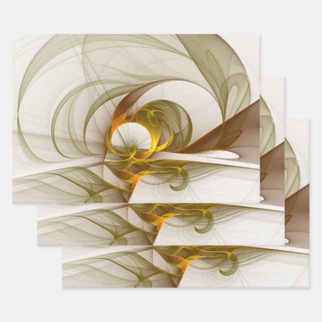 Moderne abstrakte edle Metallfarben Fraktal Geschenkpapier Set (Set)