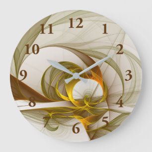 Moderne abstrakte edle Metallfarben Fraktal Große Wanduhr