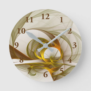 Moderne abstrakte edle Metallfarben Fraktal Runde Wanduhr