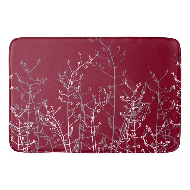 Moderne Abstrakte Elegante Burgund Blume Badematte (Vorderseite)