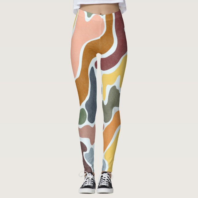 Moderne, abstrakte, erdige Töne Illustration. Leggings (Vorderseite)