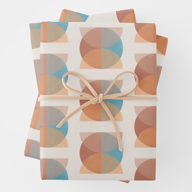 Moderne Abstrakte Erdtöne Geometrische Wasserfarbe Geschenkpapier Set (Beispiel)