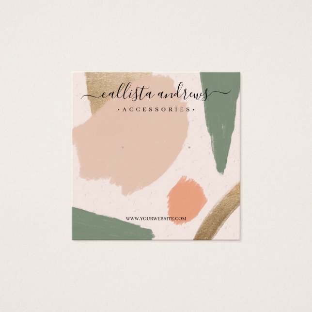 Moderne Abstrakte Erdtöne - Gold-Earring-Anzeige (Vorderseite)