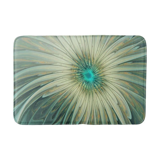 Moderne Abstrakte Fantasy-Blume Türkisblume Badematte (Vorderseite)