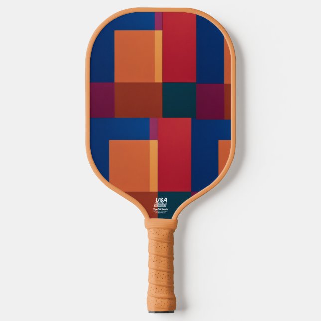 Moderne abstrakte Farbblock-Quadrate Pickleball  Schläger (Vorderseite)