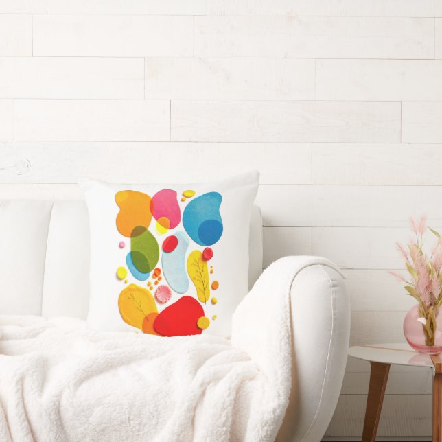 Moderne abstrakte farbenfrohe organische Formen Po Kissen (Liege)
