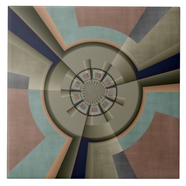 Moderne Abstrakte Farbharmonie Fraktal Kunst Grafi Fliese (Vorderseite)