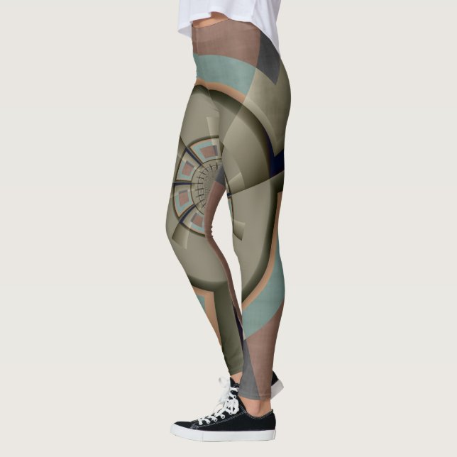 Moderne Abstrakte Farbharmonie Fraktal Kunst Grafi Leggings (Links)