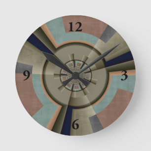 Moderne abstrakte Farbharmonie-Fraktalkunst-Grafik Runde Wanduhr