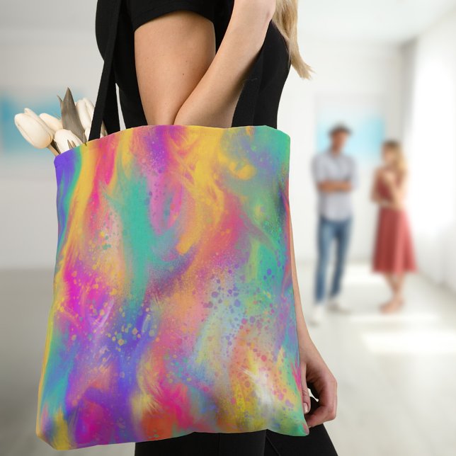 Moderne abstrakte Farblackierung Spritzer Malerei (Abstract colorful paint tote bags modern splatter and swash painting)