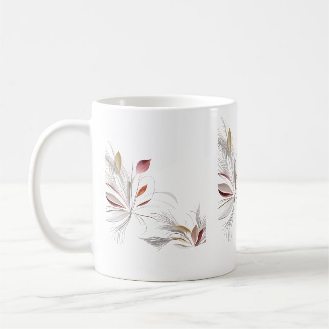 Moderne Abstrakte Feather-Blätter - Minimalistisch Kaffeetasse (Links)