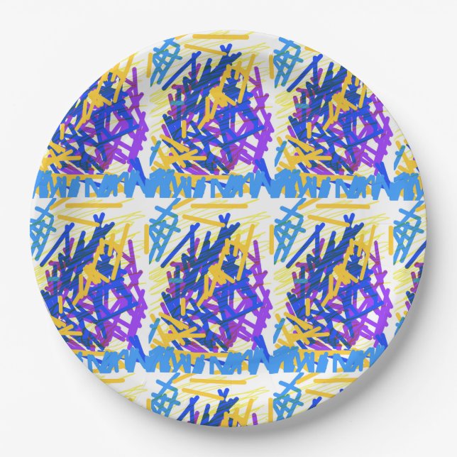 Moderne Abstrakte festliche Paint Splash Pappteller (Vorderseite)