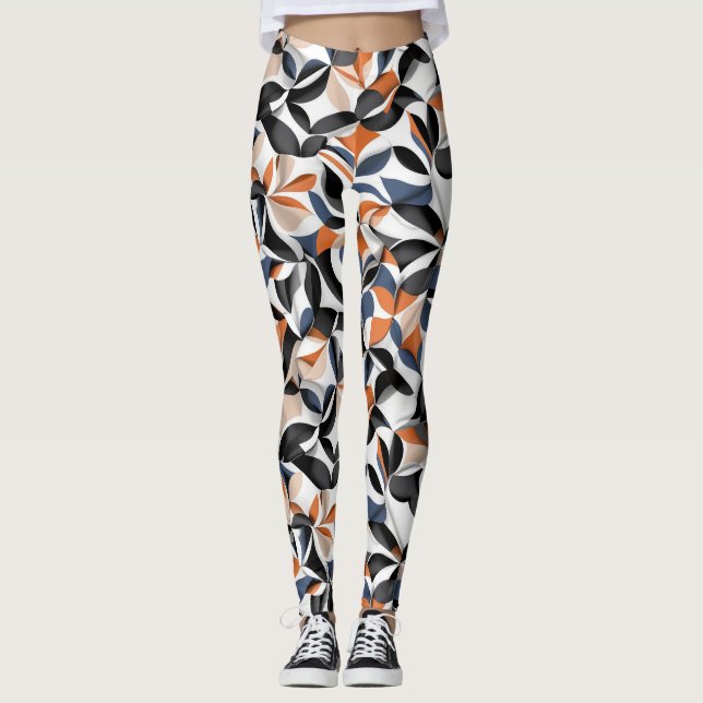 Moderne abstrakte Fließgeometrie-Musterdesign 64 Leggings (Vorderseite)