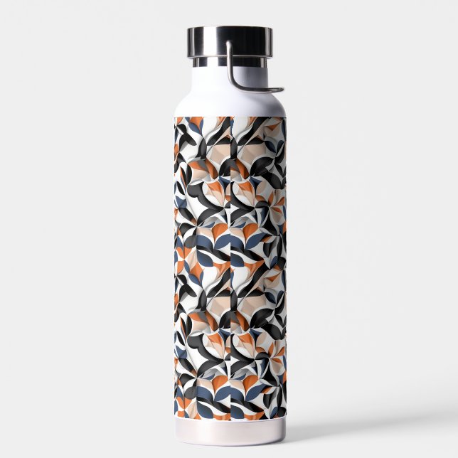 Moderne abstrakte Fließgeometrie-Musterdesign 64 Trinkflasche (Links)