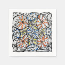 Moderne abstrakte florale Doodle-Cocktailserviette