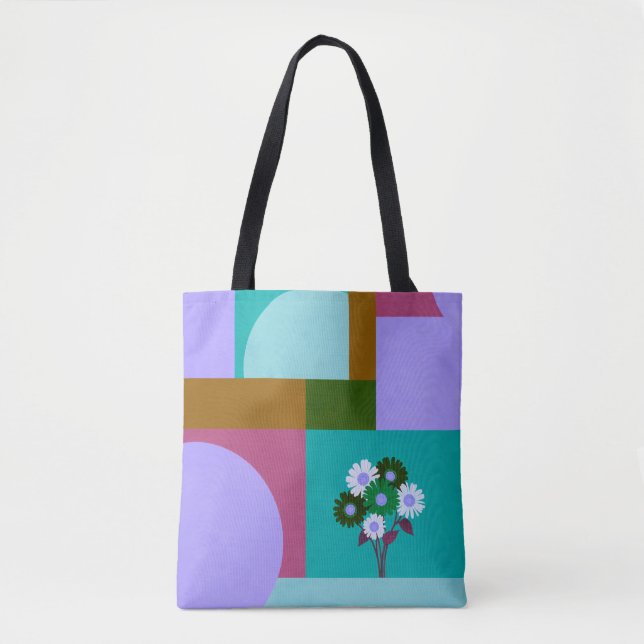 Moderne abstrakte florale Farbblock-Tasche (Vorderseite)