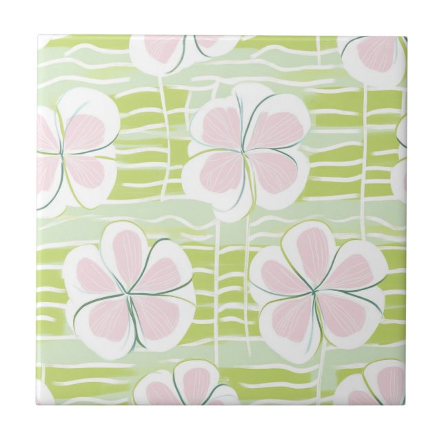 Moderne abstrakte florale Linienmuster (9) Fliese (Vorderseite)