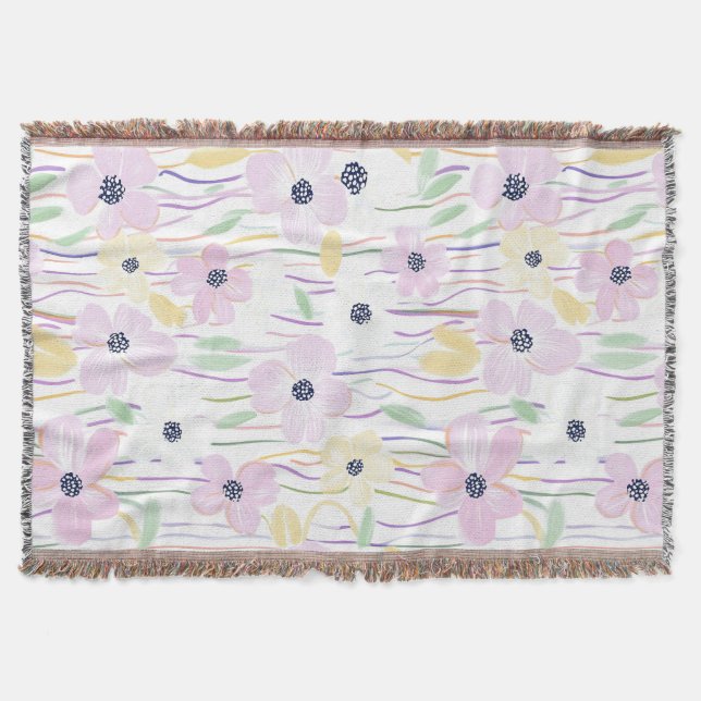 Moderne Abstrakte Florale Linienstruktur (6) Decke (Vorderseite)