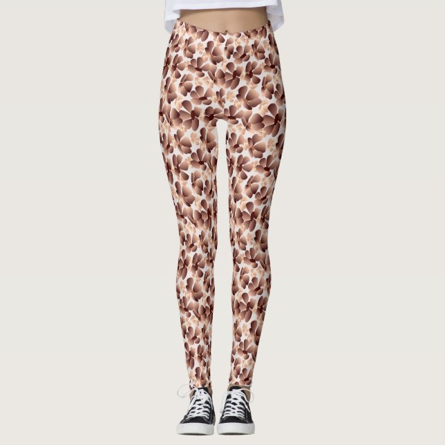 Moderne Abstrakte florale Moschee Mousse Beige Pre Leggings (Vorderseite)
