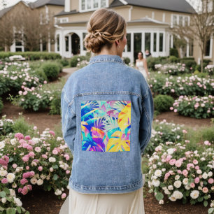 Moderne abstrakte florale Pastellfarbe Jeansjacke