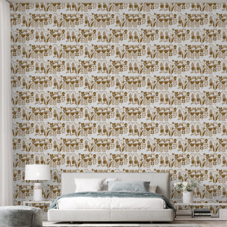 Moderne abstrakte florale Silhouettenmuster Tapete