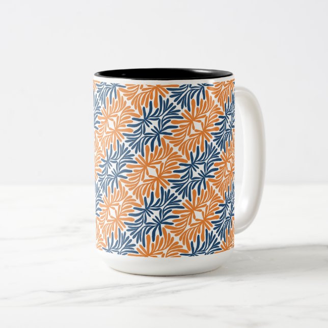 Moderne Abstrakte Florals Zweifarbige Tasse (VorderseiteRechts)