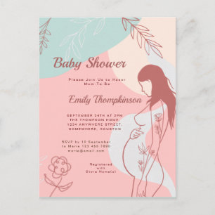 Moderne Abstrakte Form Expectant Mama Babydusche Postkarte