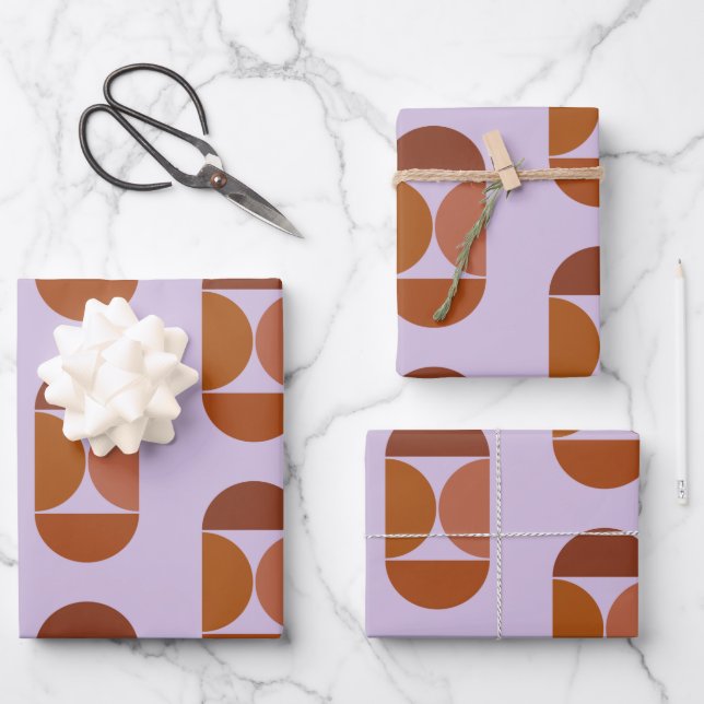 Moderne Abstrakte Form Lila braun Geschenkpapier Set (Vorderseite)