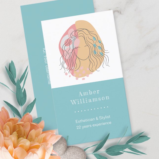 Moderne Abstrakte Formen Boho Orange Pink Frauenkl Visitenkarte (Von Creator hochgeladen)