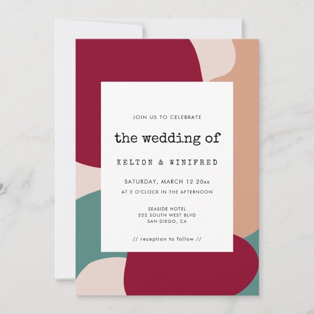 Moderne abstrakte Formen Hochzeitseinladung Save The Date (Vorderseite)