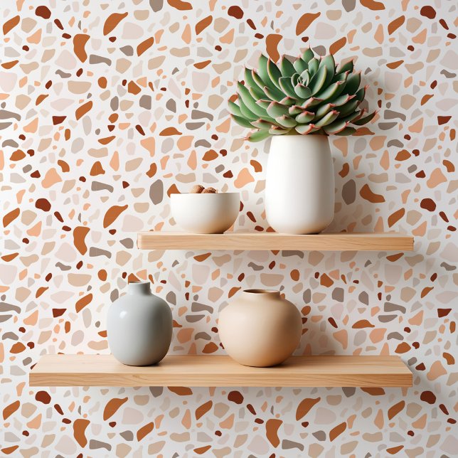 Moderne Abstrakte Formen Multicolor Terrazzo Muste Tapete (Modern Abstract Shapes Multicolor Terrazzo Pattern Wallpaper)