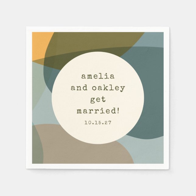 Moderne Abstrakte Formen setzen Aquamarine Hochzei Serviette (Vorderseite)