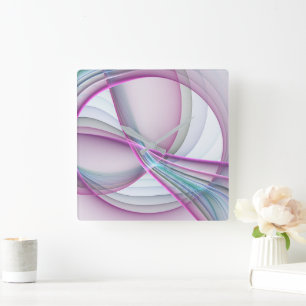 Moderne Abstrakte Fraktal-Kunst Quadratische Wanduhr